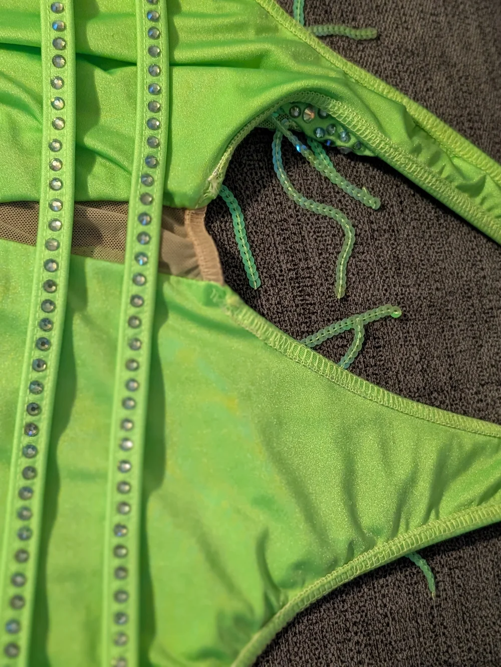 Glamour Green Fringe Unitard